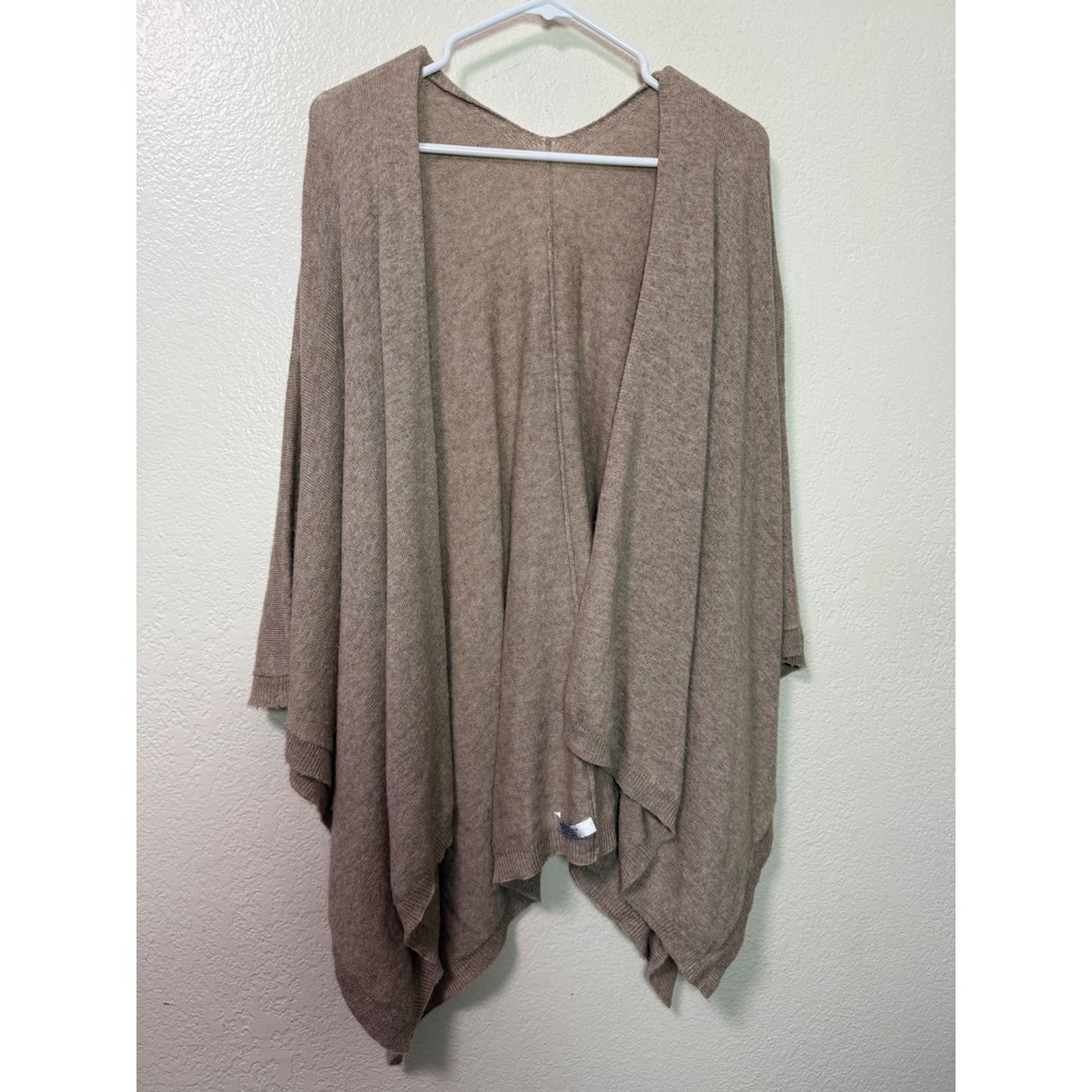 Handmade Nepal 100% Cashmere Open Front Poncho Cardigan Taupe Tan One Size